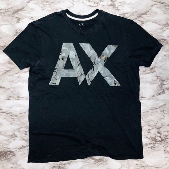 Armani Exchange Short Sleeve Logo Shirt Black Men L Going Out City Nightclub - Picture 1 of 8